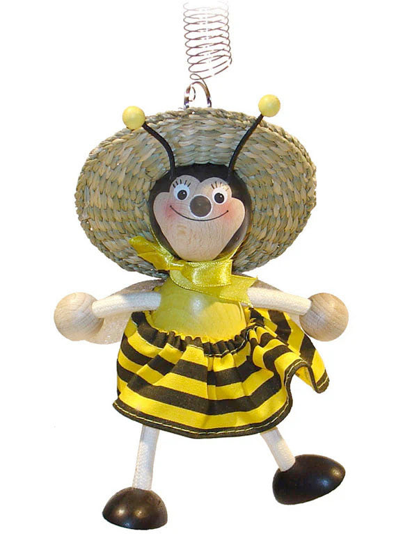 Bumblebee Girl with Hat Handcrafted Wooden Jumpie