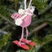 Skiing Flamingo Wool Ornament