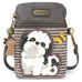 Shih Tzu Cellphone Crossbodyin White and Gray Stripe