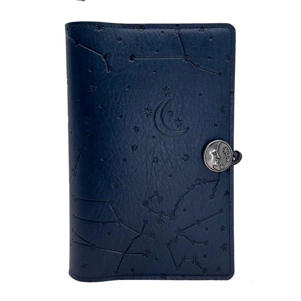 Large Leather Journal - Constellations in Navy