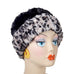 Savannah Cat in Gray with Cuddly Fur in Black Luxury Faux Fur Cuffed Pillbox Hat Large