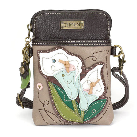 Calla Lily Cellphone Crossbody in Warm Gray