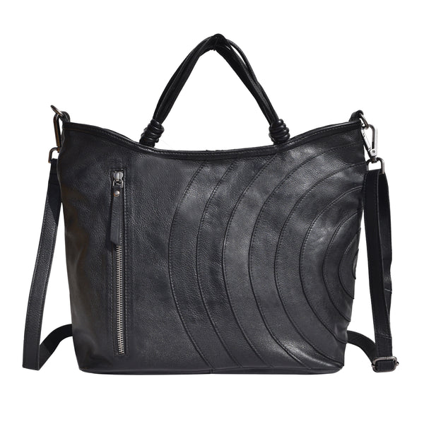 Joplin Leather Tote and Crossbody in Black