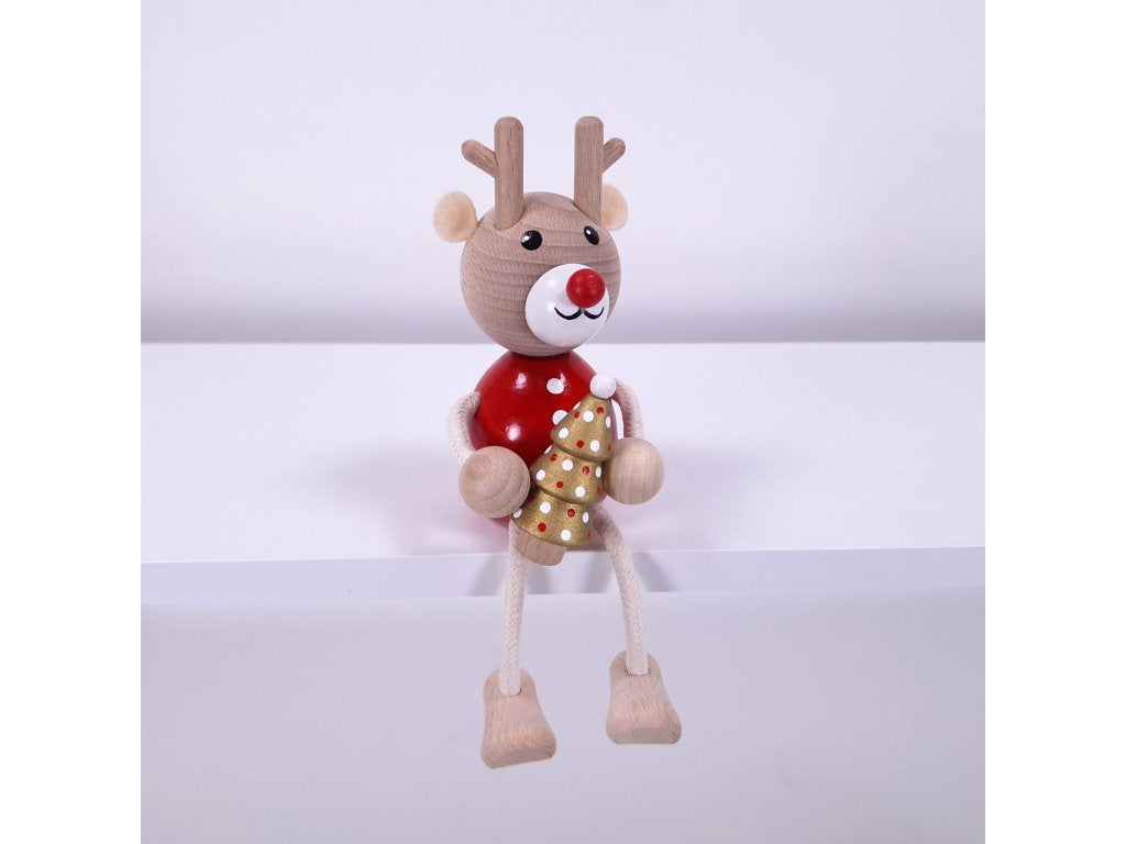 Reindeer with Christmas Tree Handcrafted Wooden Figure