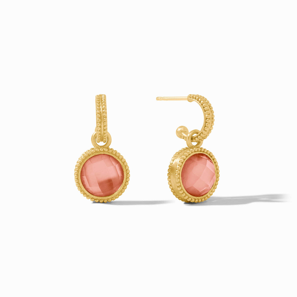 Fleur­de­Lis Hoop and Charm Earrings in Iridescent Melon by Julie Vos