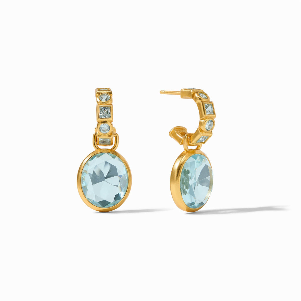 Jolie Hoop and Charm Earrings in Aquamarine Blue by Julie Vos