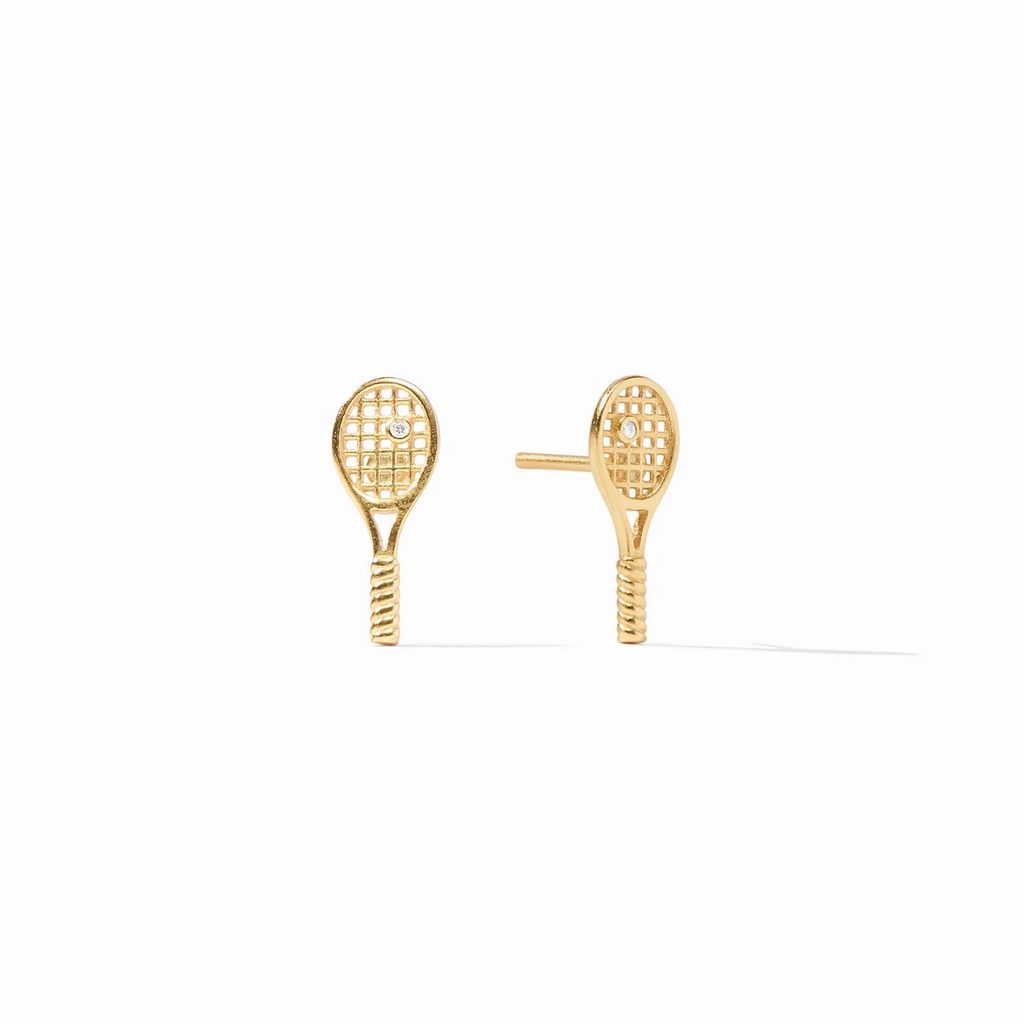 Tennis Racquet Cubic Zirconia Stud Earrings by Julie Vos