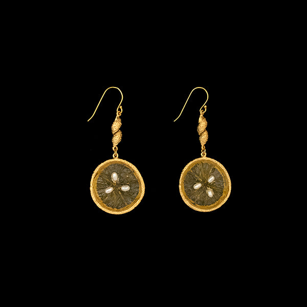 Citrus Lemon Wire Earrings by Micheal Michaud