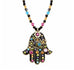 Multi Flower Large Hamsa with Beaded Necklace by Michal Golan