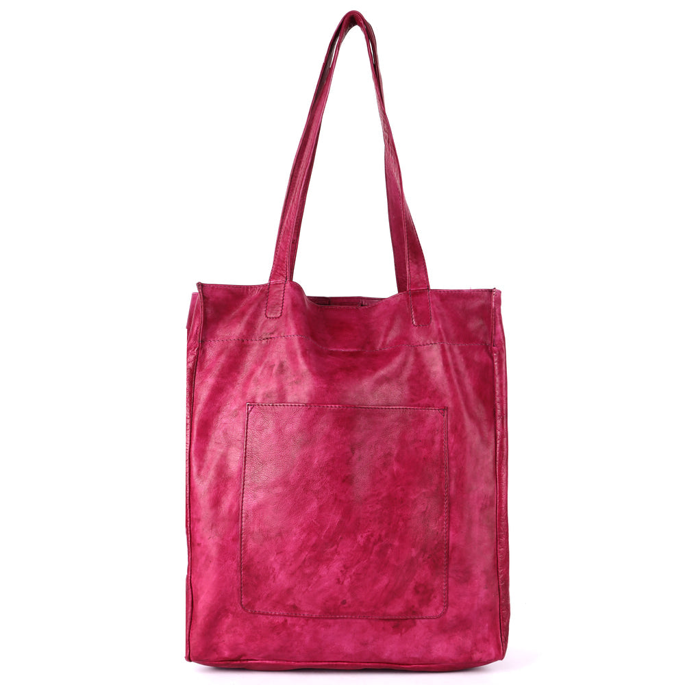 Margie Leather Tote and Shoulder Bag in Plum
