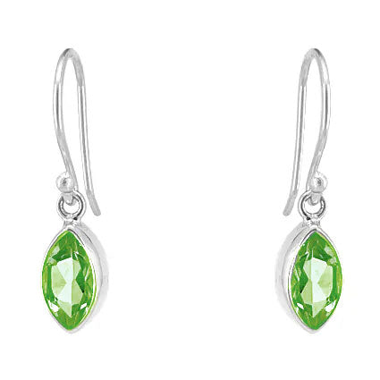 Sterling Silver Marquis Dangle Earrings with Peridot