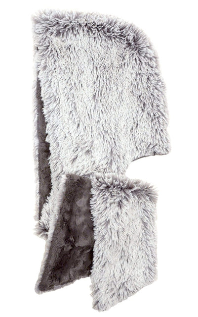 Pearl Fox with Cuddly Gray Luxury Faux Fur Hoodie Scarf