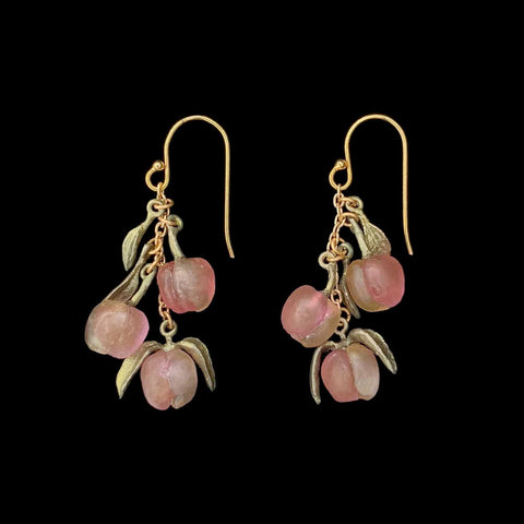 Peach Tree 3 Drop Wire Earrings by Michael Michaud