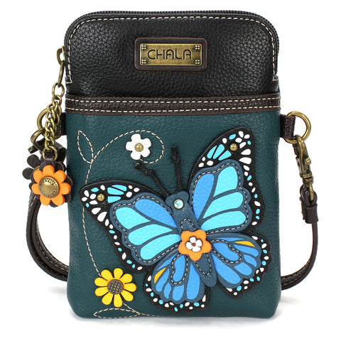 Blue Butterfly CellPhone Crossbody in Turquoise by Chala