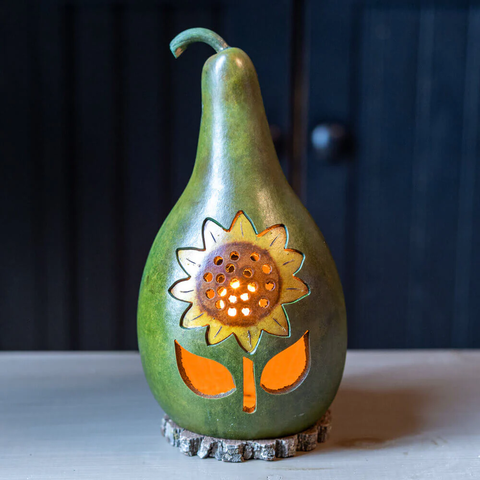 Sunny Sunflower Lit Gourd
