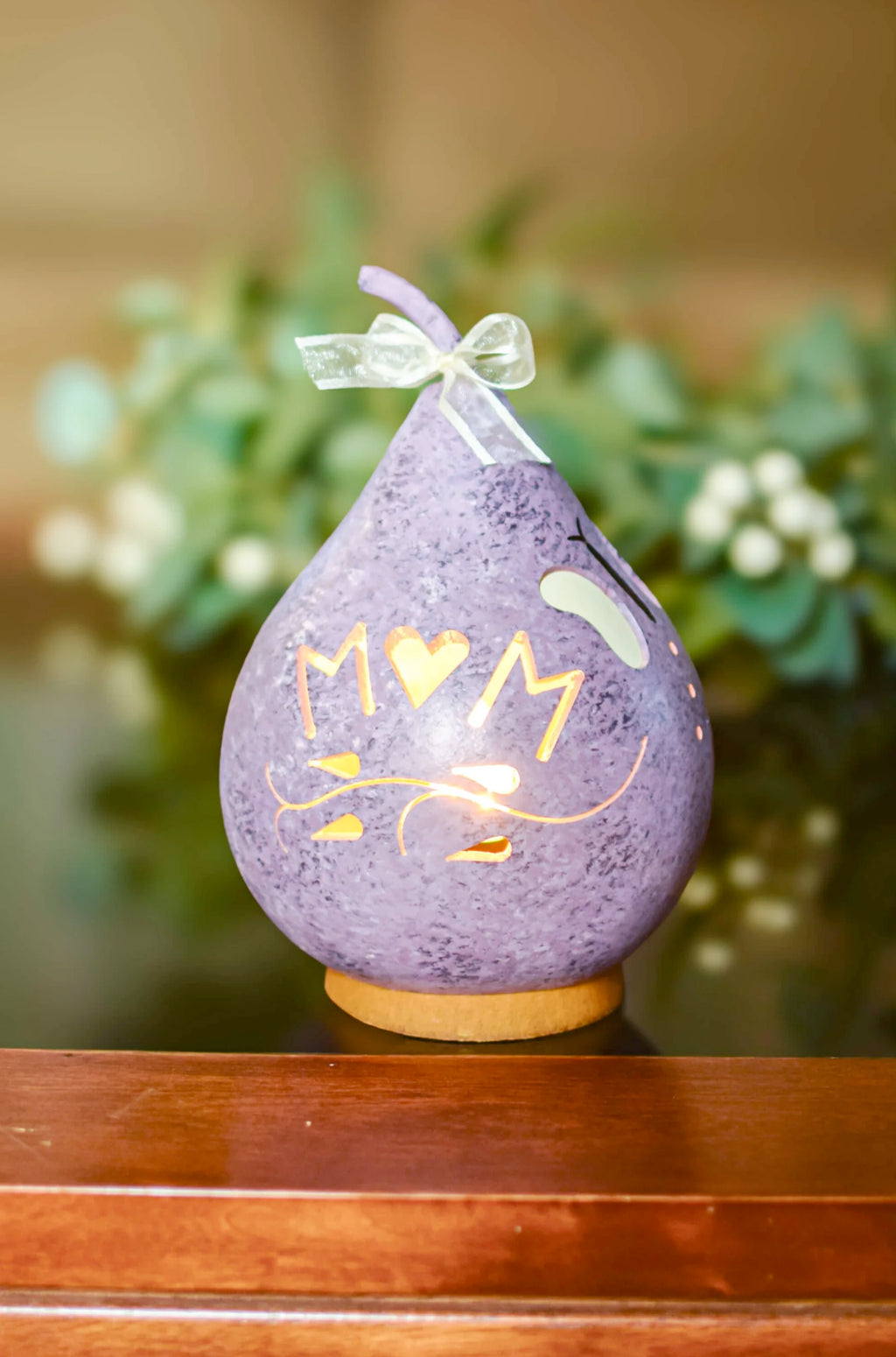 Mom Silhouette Lit Gourd in Purple