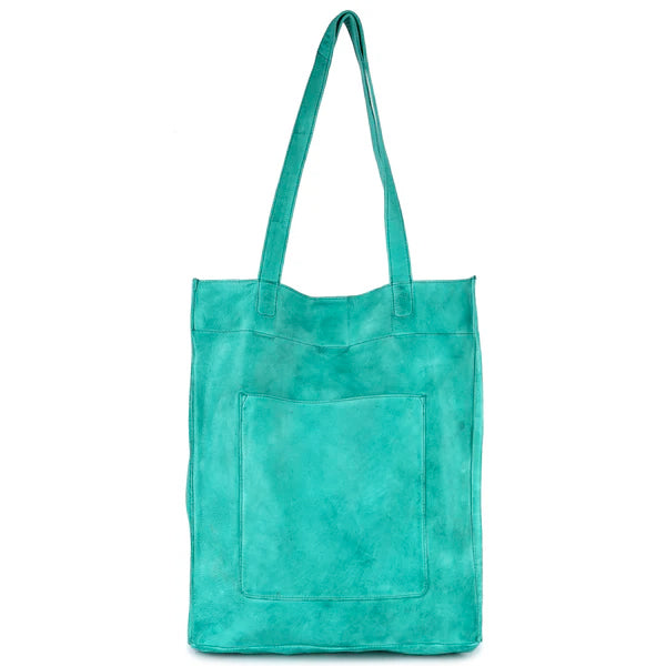 Margie Leather Tote and Shoulder Bag in Turquoise