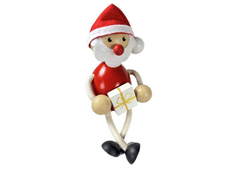 Santa with Gift Handcrafted Wooden Figure