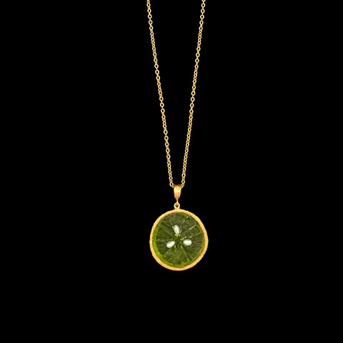 Citrus 16 Inch Adjustable Lime Pendant Necklace by Michael Michaud