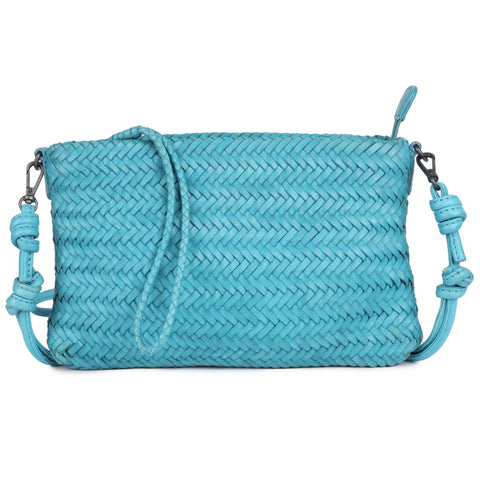 Hale Leather Crossbody and Clutch in Turquoise