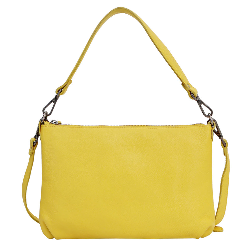 Stevie Leather Crossbody in Lemon