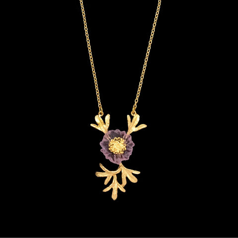 Purple Mum 16 Inch Adjustable Pendant Necklace by Michael Michaud