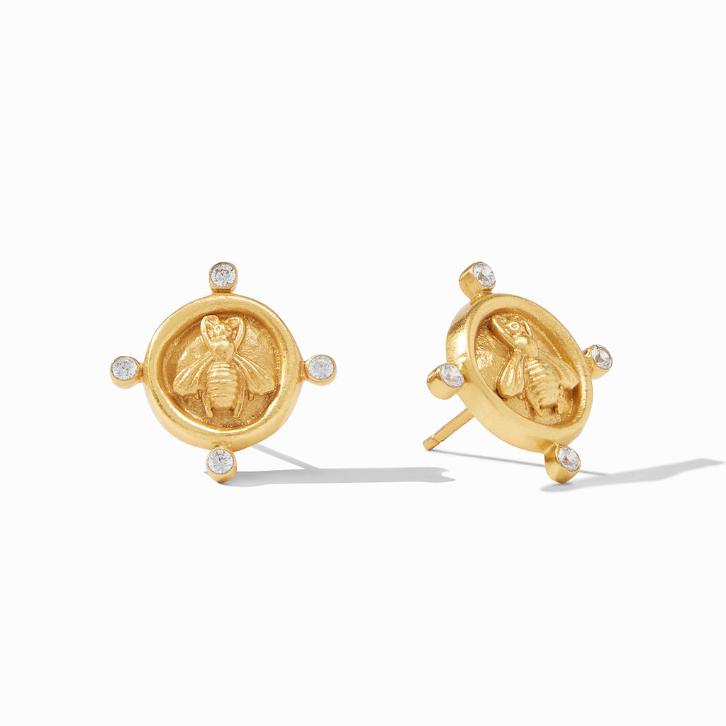 Bee Cameo Cubic Zirconia Stud Earring by Julie Vos
