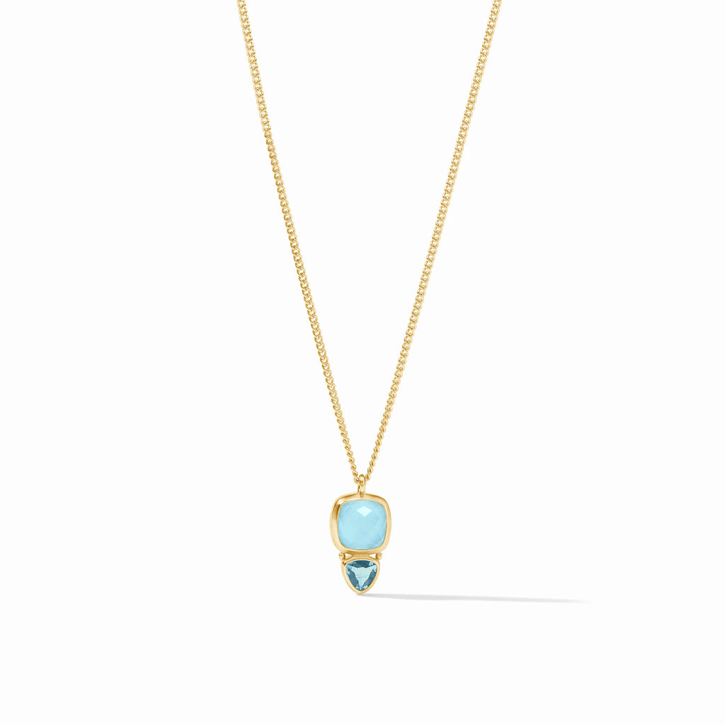 Aquitaine Duo Delicate Iridescent Capri Blue Necklace by Julie Vos