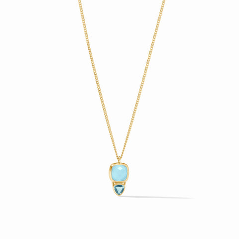 Aquitaine Duo Delicate Iridescent Capri Blue Necklace by Julie Vos