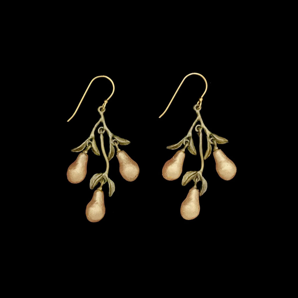 Golden Pear 3-Drop Wire Earrings by Michael Michaud