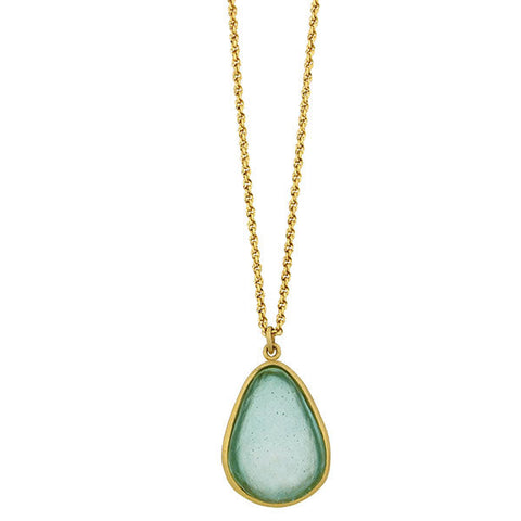 Tear Drop Bubbles 16 Inch Adjustable Large Pendant Necklace - Teal by Michael Michaud