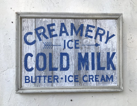 Creamery Ice Cold Milk Butter - Ice Cream (White) (Framed) Americana Art