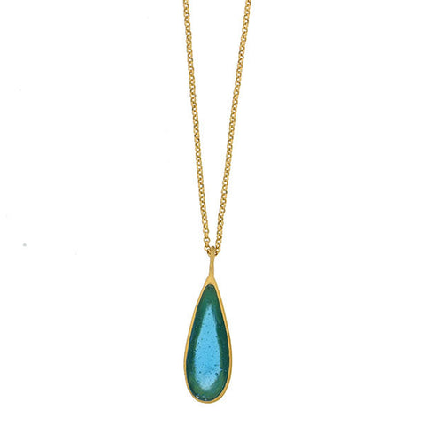 Turquoise Tear Drop Bubbles 16 Inch Adjustable Pendant Necklace by Michael Michaud