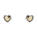 Sterling Silver Heart Stud Earrings with 18k Gold