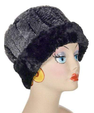 Rattlesnake Ridge with Cuddly Black Luxury Faux Fur Cuffed Pillbox Hat: Size Medium