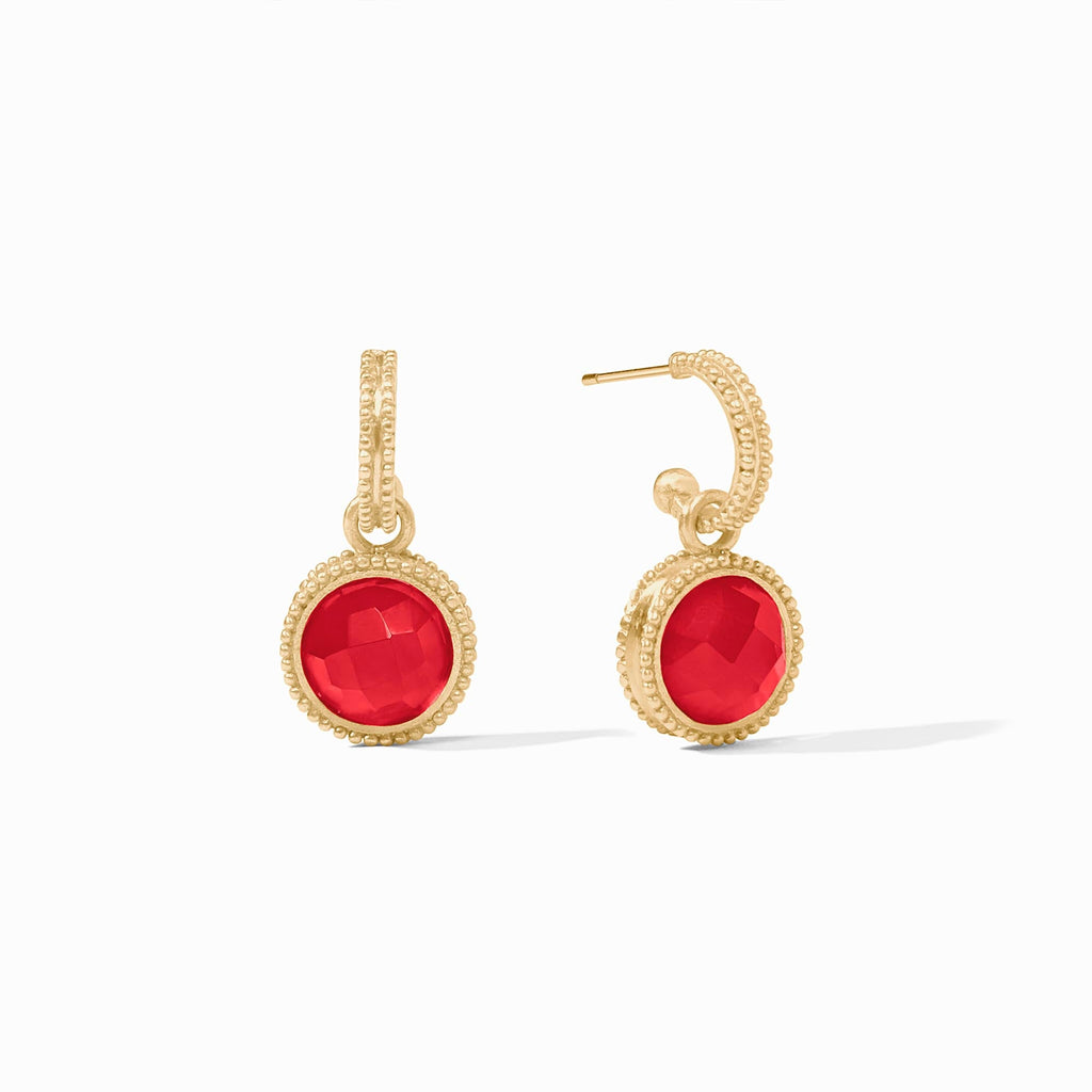 Fleur-de-Lis Hoop &amp; Charm Earrings in Iridescent Strawberry by Julie Vos