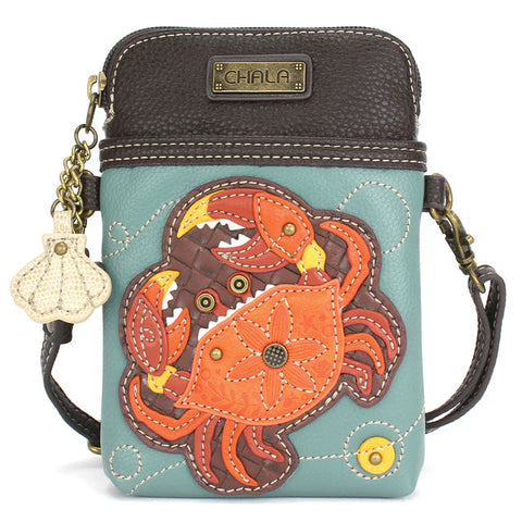 Crab Cellphone Crossbody in Orange and Teal