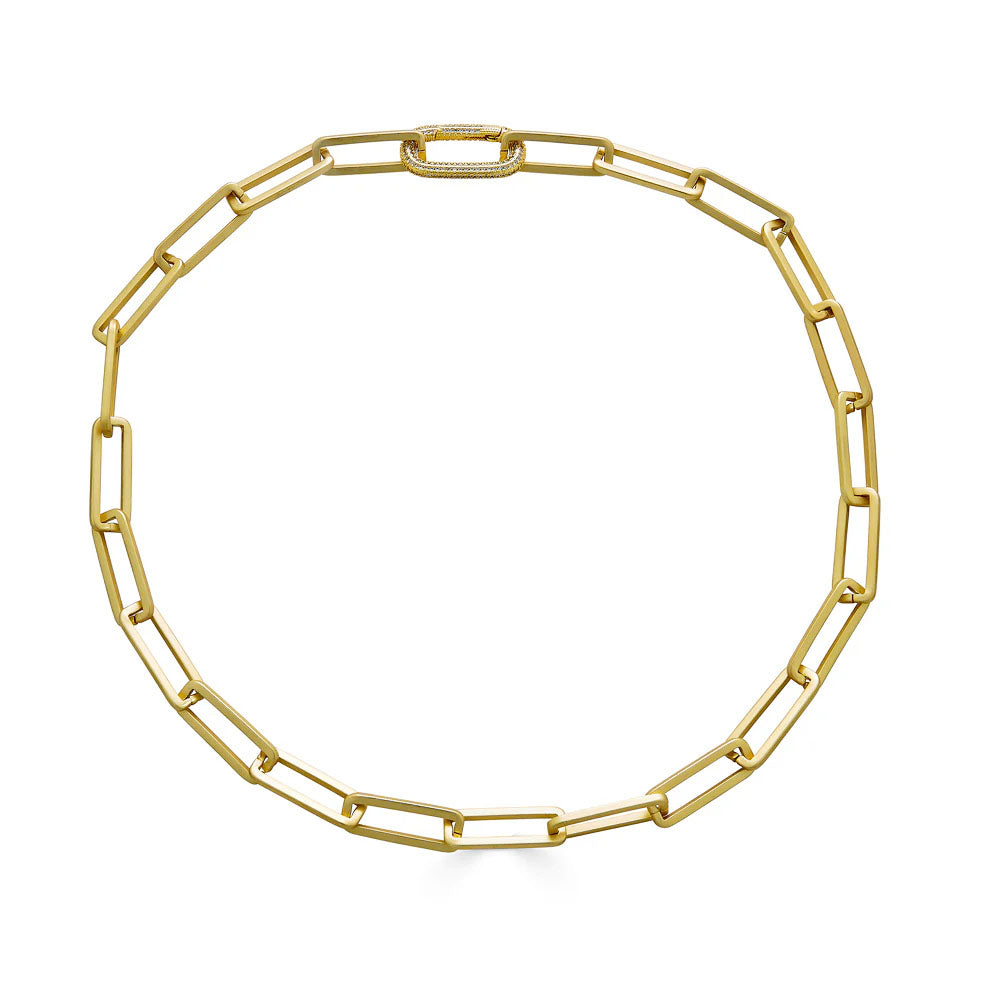 Matte Gold Chunky Rectangle Paperclip Necklace by Loni Paul