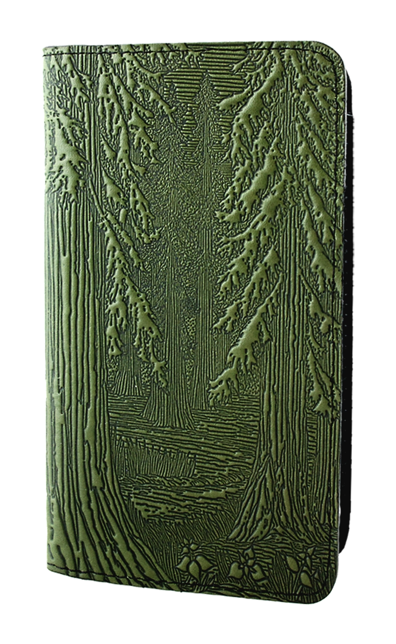 Leather Checkbook Cover - Forest in Fern