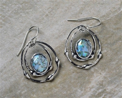 Oval Rings Roman Glass Earrings