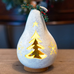 Snowy Evergreen Silhouette Lit Gourd