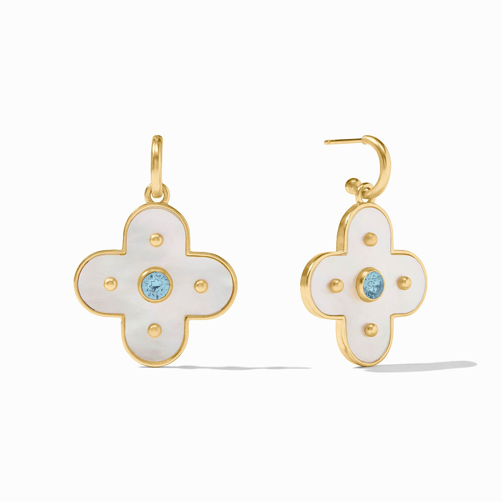 Colette Statement Hoop and Charm Earrings in Chalcedony Blue by Julie Vos