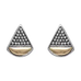 Rounded Triangle Stud with Minute Sterling Silver Granulation and 18k Gold Earrings