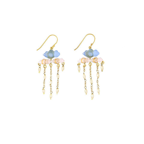 Cloud Statement Wire Earrings with Pearls by Michael Michaud