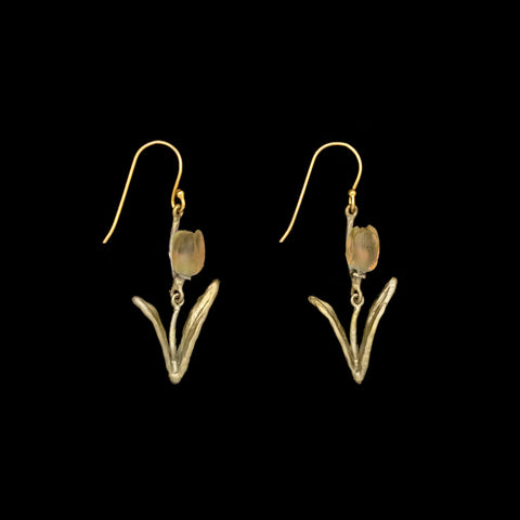 Yellow Tulip Wire Earrings by Michael Michaud