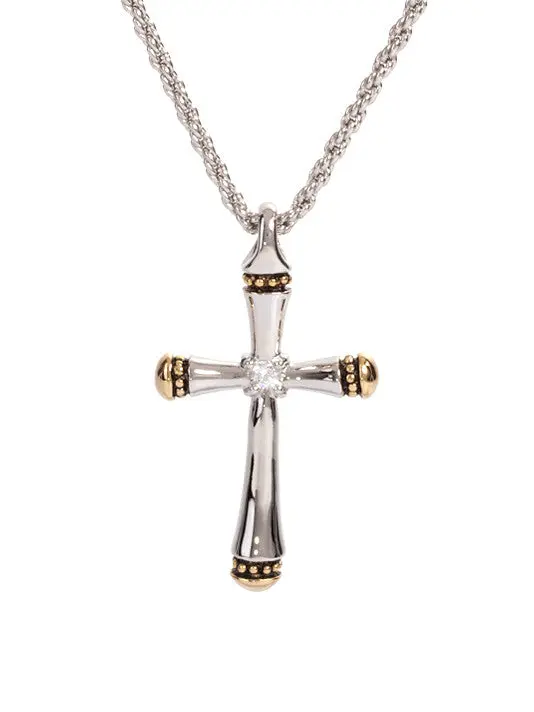 Canias Collection - Single-Row Cross with 18 Inch Chain Necklace by John Medeiros