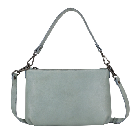 Stevie Leather Crossbody in Sky Blue