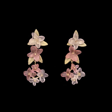 Pink Hydrangea Statement Earrings by Michael Michaud