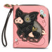 Spotted Pig Zip-Around Wallet in Black with Pink by Chala