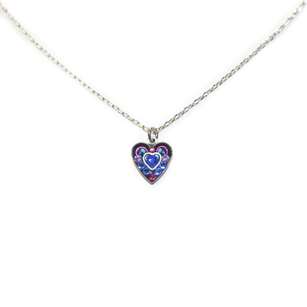 Sapphire Small Red Crystal Heart Pendant Necklace by Firefly Jewelry